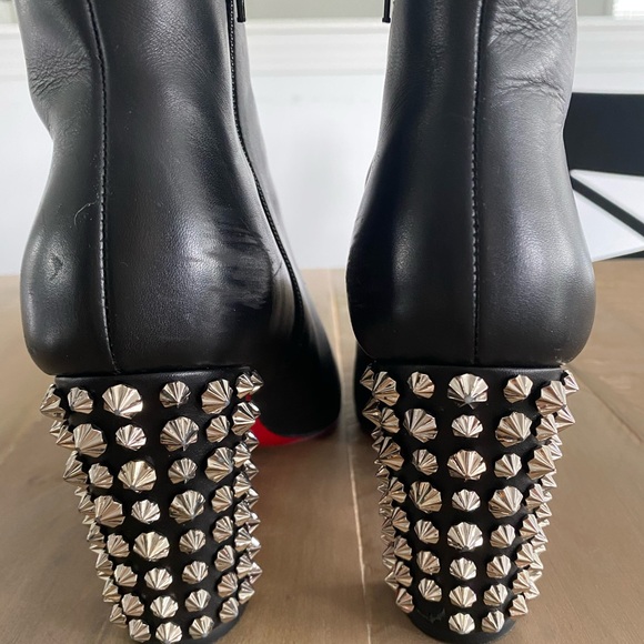 Christian Louboutin Suzi Folk 85mm black leather booties size 37.5 - Picture 2 of 6